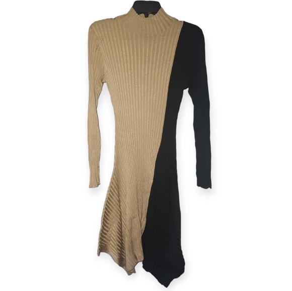 Colorblock Sharkbite Sweater Dress - Picture 3 of 4